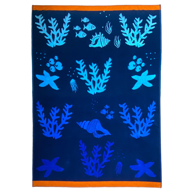 Serviette de plage éponge Velours Jacquard Algas - Taille XL - Le comptoir de la plage