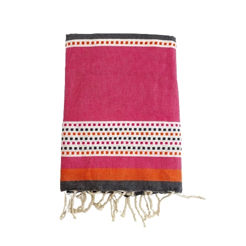 Fouta coton plate traditionnelle Banado orange - Le comptoir de la plage