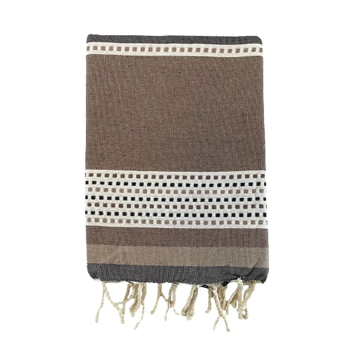 Fouta coton plate traditionnelle Banado taupe - Le comptoir de la plage