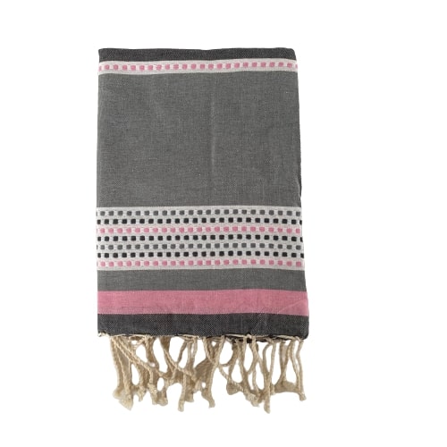 Fouta coton plate traditionnelle Banado rose - Le comptoir de la plage
