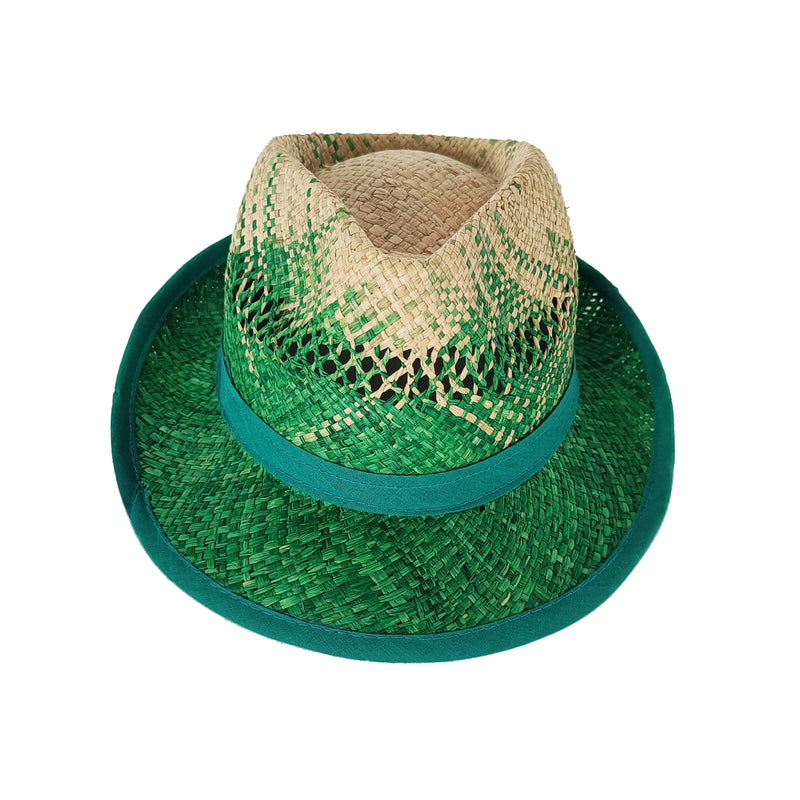 Chapeau artisanal borsalino vert - Le comptoir de la plage