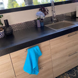 Essuie-mains cuisine uni turquoise 50 x 50 set de trois pièces