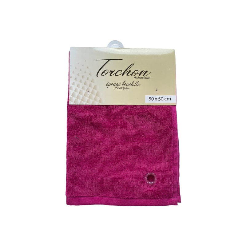Essuie-mains cuisine uni fuchsia 50 x 50 set de trois pièces