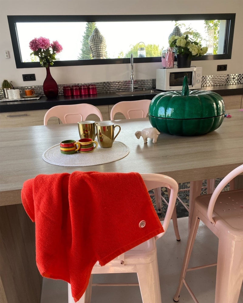 Essuie-mains cuisine uni rouge 50 x 50 set de trois pièces