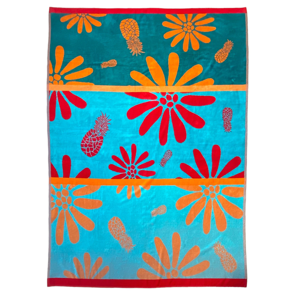 Serviette de plage éponge Velours Jacquard Daisies - Taille XL