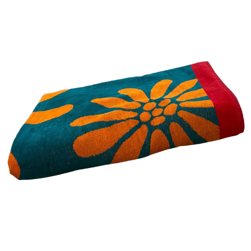 Serviette de plage éponge Velours Jacquard Daisies - Taille XL