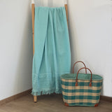 Drap de bain coton bleu turquoise Romance - Le comptoir de la plage