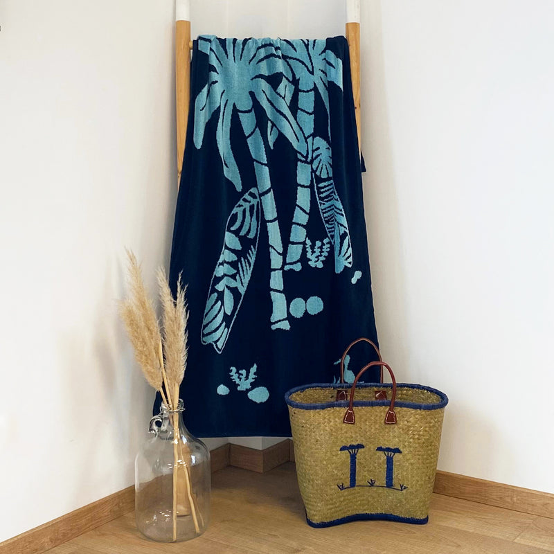 Serviette de bain éponge velours Jacquard Kisos - Le comptoir de la plage