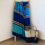 Drap de bain en coton bleu Marindia - Le comptoir de la plage