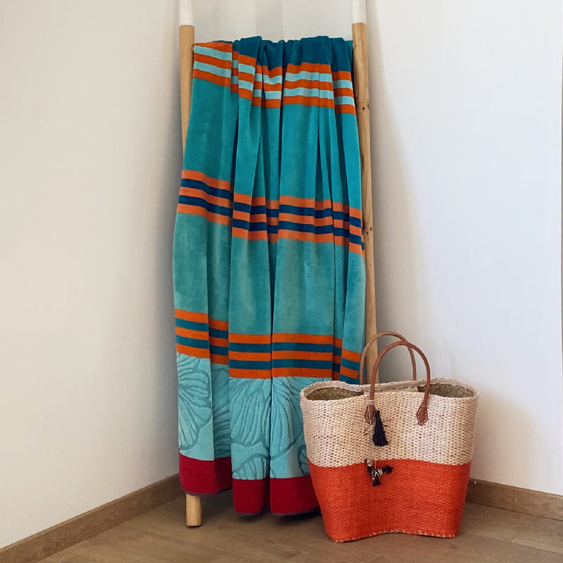 Drap de bain en coton bleu Gregorio - Le comptoir de la plage