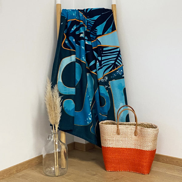 Drap de bain bleu microfibre Armonia - Le comptoir de la plage