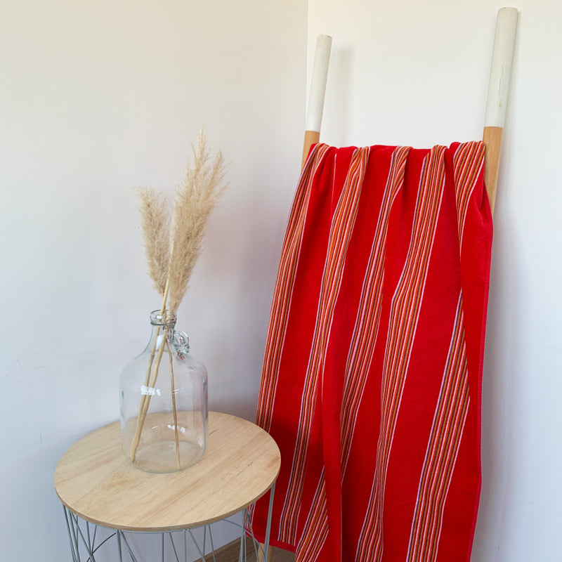 Drap de bain coton Milonga rouge - Le comptoir de la plage