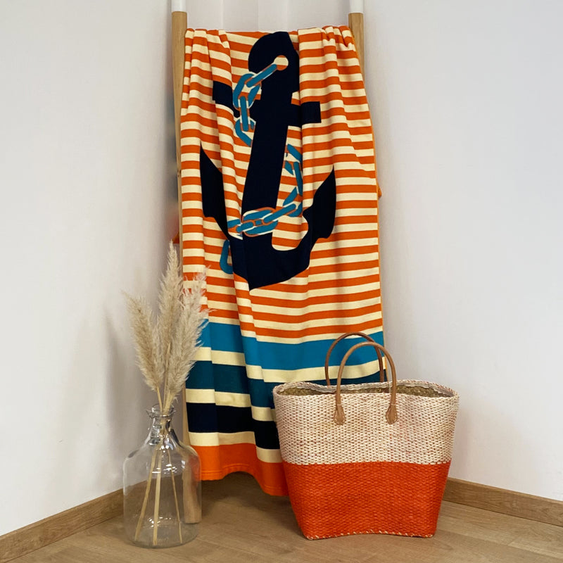 Drap de bain orange en microfibre Galway - Le comptoir de la plage