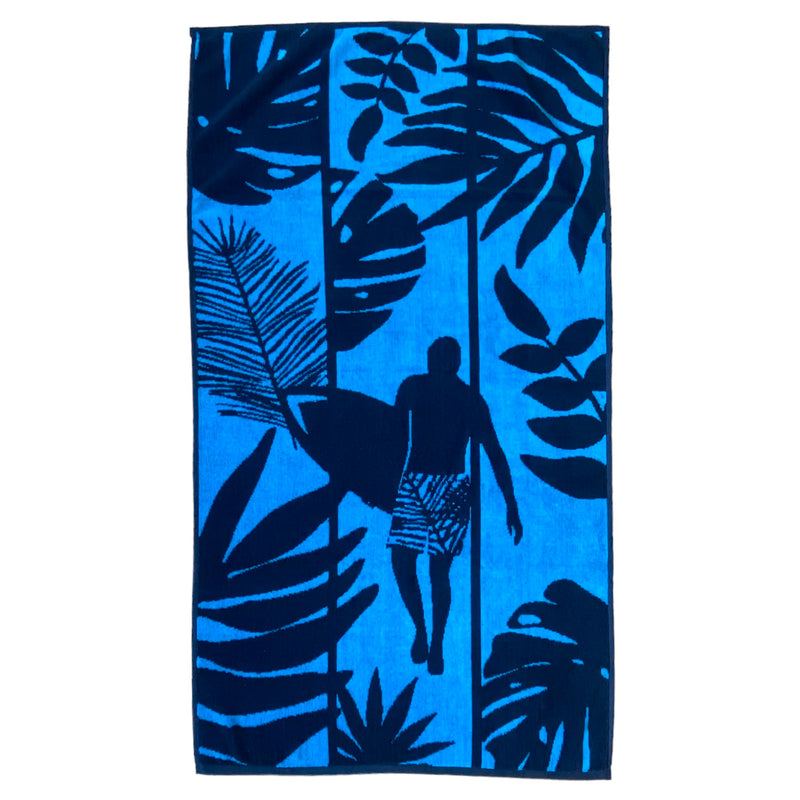 Serviette de bain bleue en coton et polyester Wapi - Le comptoir de la plage