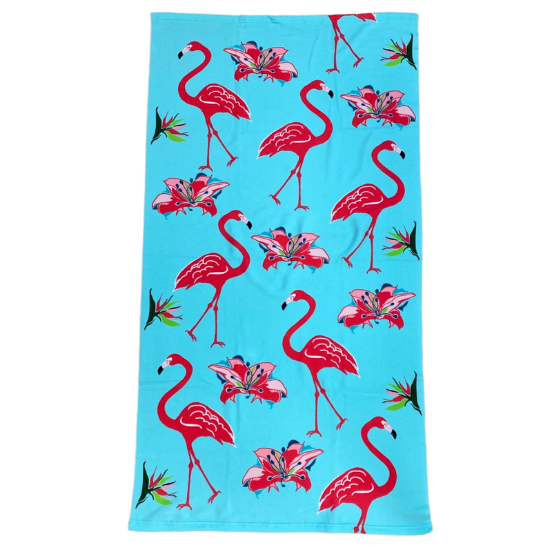 Drap de bain microfibre 100% polyester Flamingo Bay - Le comptoir de la plage