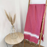 Drap de bain fouta plate traditionnelle Kozo rose - Le comptoir de la plage