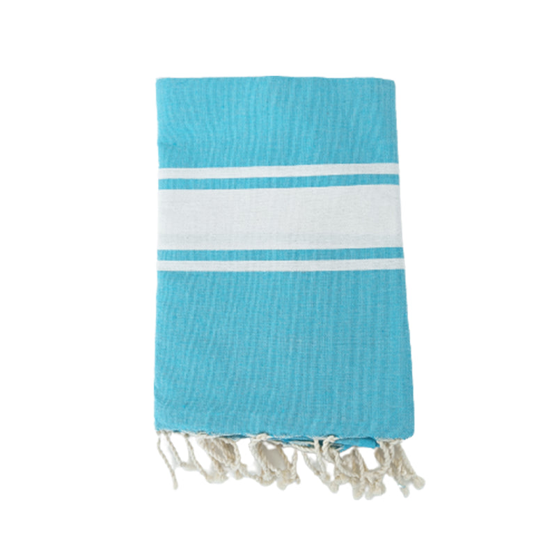 Fouta plate en coton Kozo turquoise - Le comptoir de la plage