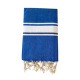 Fouta plate en coton Kozo bleue - Le comptoir de la plage