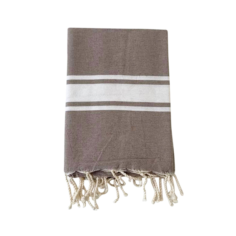 Fouta plate en coton Kozo taupe - Le comptoir de la plage