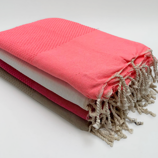 Fouta traditionnelle Maya - 100x200 cm 190 g/m² - Idéale, pratique, peut servir de paréo - 100 % Coton - Texture nid d'abeille - LE COMPTOIR DE LA PLAGE 