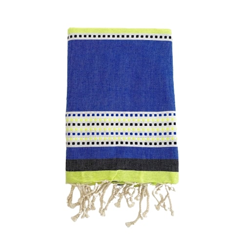 Fouta coton plate traditionnelle Banado bleue marine - Le comptoir de la plage