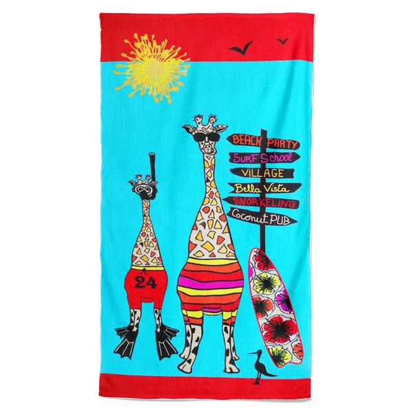 Drap de bain pour enfant microfibre Girafe - Le comptoir de la plage