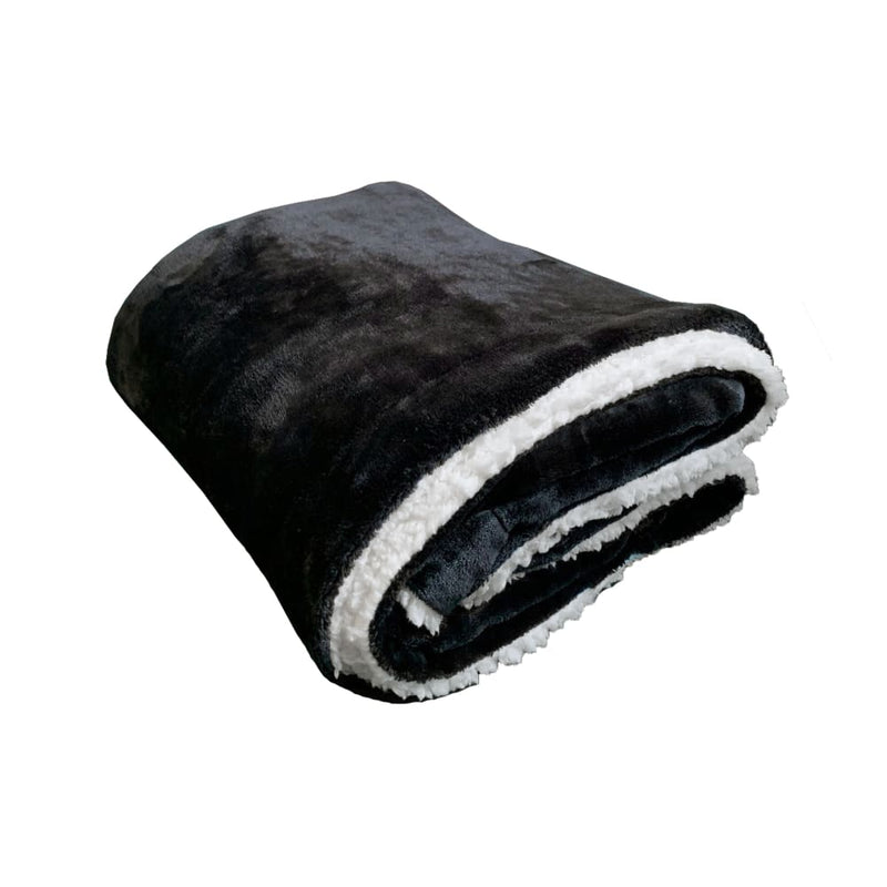 Plaid super doux imitation mouton noir - Le comptoir de la plage