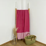 Drap de bain fouta plate nid d'abeille Mikanda rose- Le comptoir de la plage