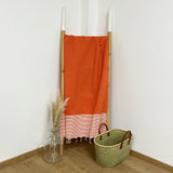 Drap de bain fouta plate nid d'abeille Mikanda orange - Le comptoir de la plage