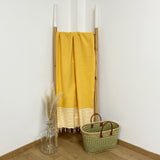 Drap de bain fouta plate nid d'abeille Mikanda jaune - Le comptoir de la plage