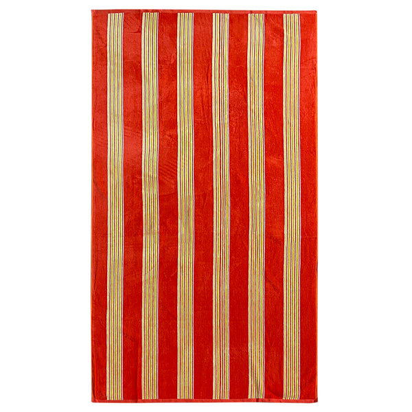 Serviette de plage Milonga orange - 90x170 cm 400 g/m² - Éponge velours Jacquard - Motifs : Rayures - 100 % Coton - LE COMPTOIR DE LA PLAGE