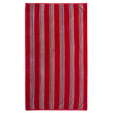 Serviette de plage Milonga Rouge - 90x170 cm 400 g/m² - Éponge velours Jacquard - Motifs : Rayures - 100 % Coton - LE COMPTOIR DE LA PLAGE