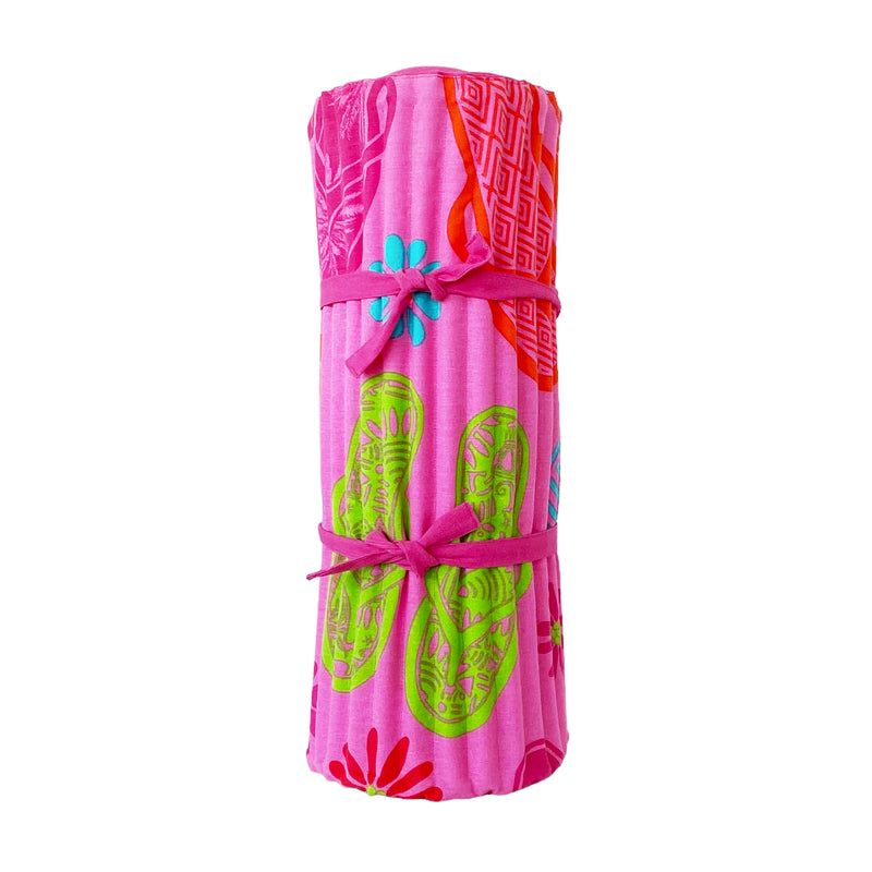 Matelas de plage pliable rose coton de plage Flip Flop - Le comptoir de la plage