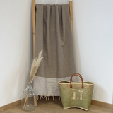 Drap de bain fouta plate nid d'abeille Mikanda taupe - Le comptoir de la plage