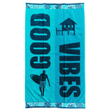 Drap de bain en coton turquoise Nalla, large - Le comptoir de la plage