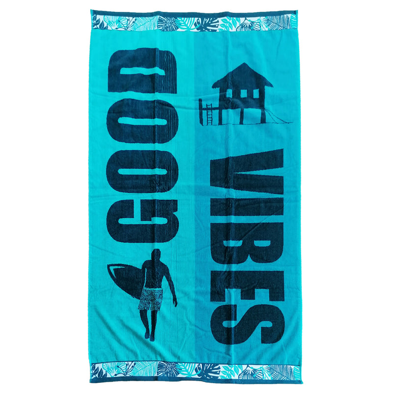 Drap de bain en coton turquoise Nalla, large - Le comptoir de la plage