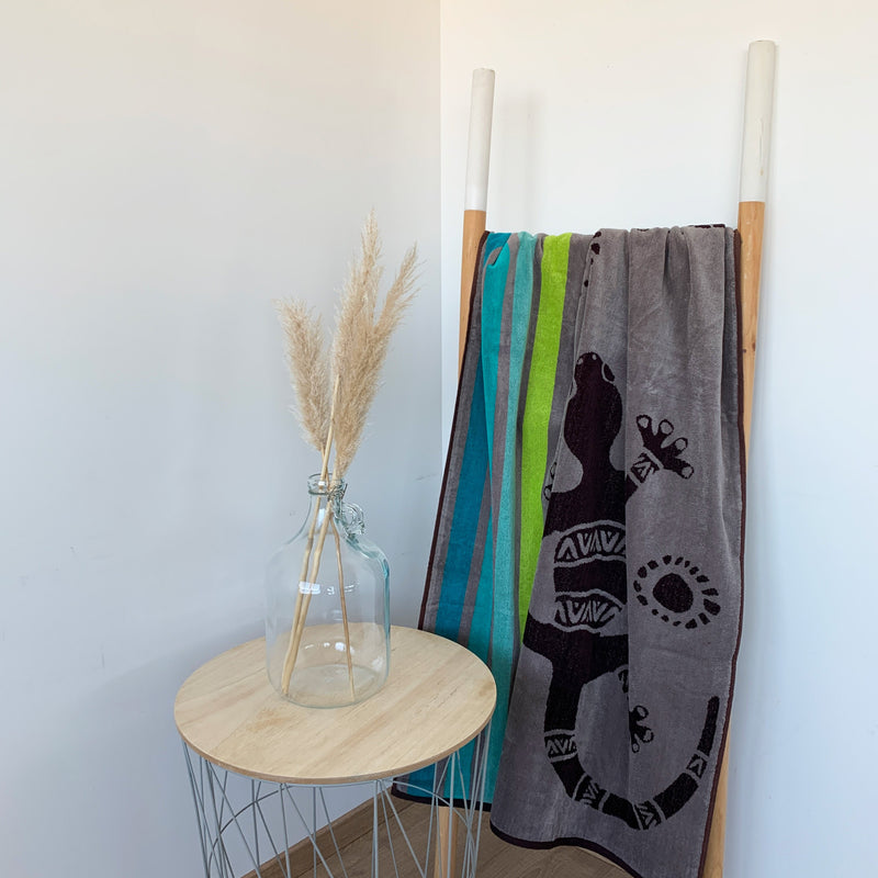 Serviette de plage éponge Velours Jacquard Oki - Taille L