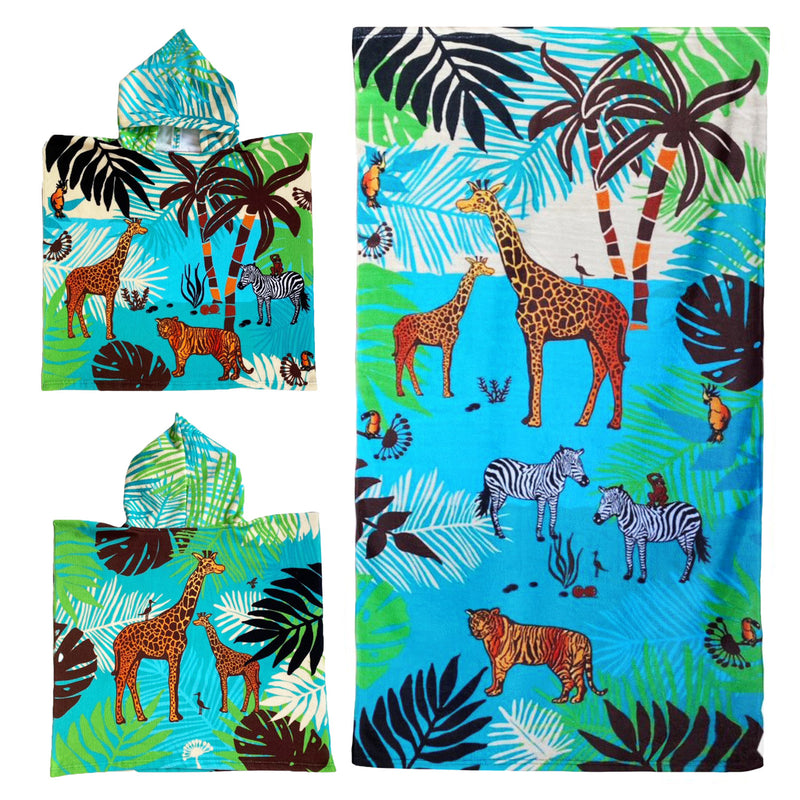 Pack enfant serviette et poncho Savana - Le comptoir de la plage