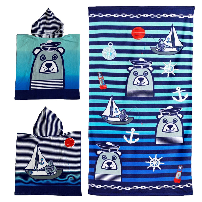 Pack enfant serviette et poncho Teddy - Le comptoir de la plage