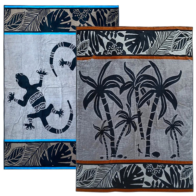 Pack Promo Serviettes de plage éponge velours Jacquard Escondido Inagua Taille XL