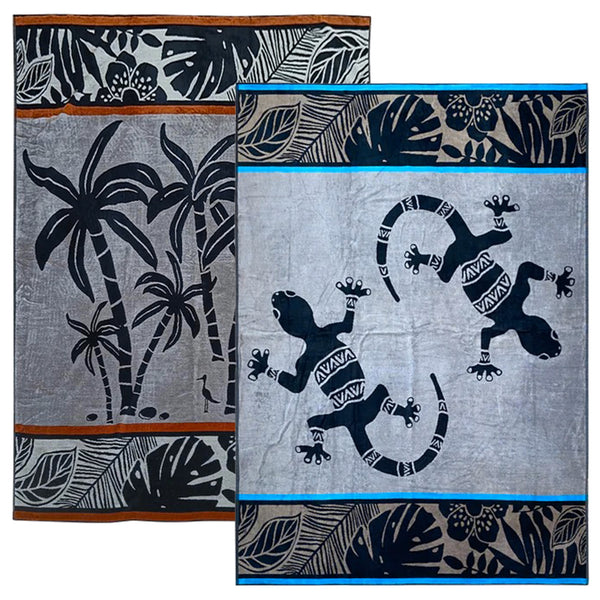 Pack Promo Serviettes de plage éponge velours Jacquard Inagua Escondido Taille XL - Le comptoir de la plage