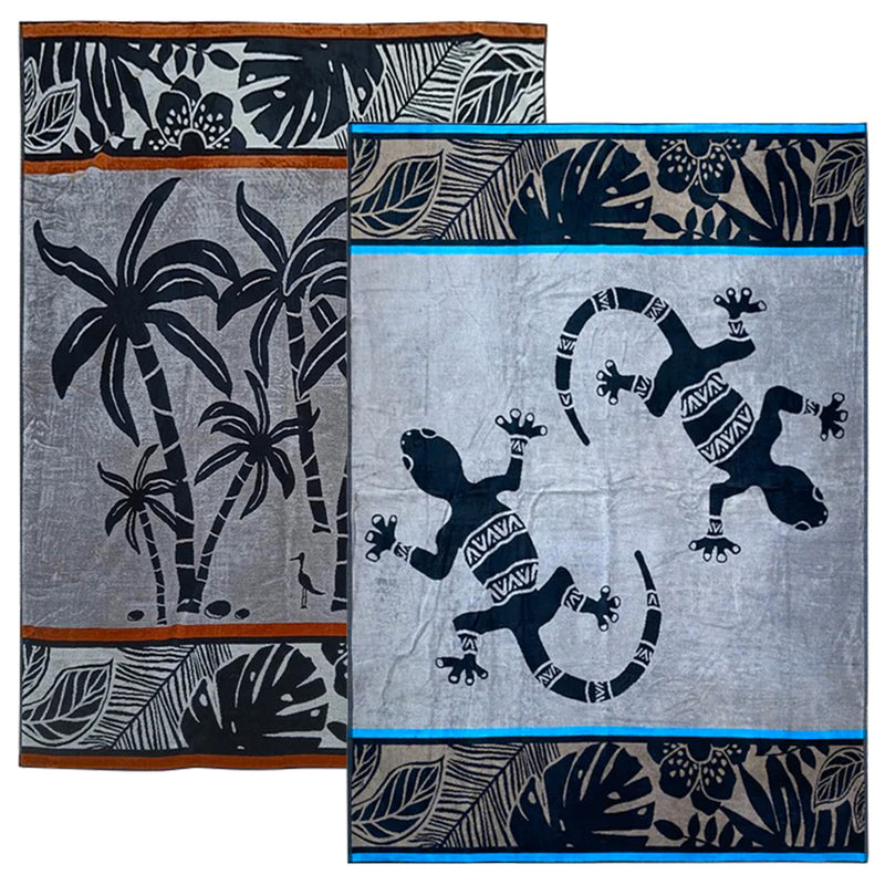 Pack Promo Serviettes de plage éponge velours Jacquard Inagua Escondido Taille XL - Le comptoir de la plage