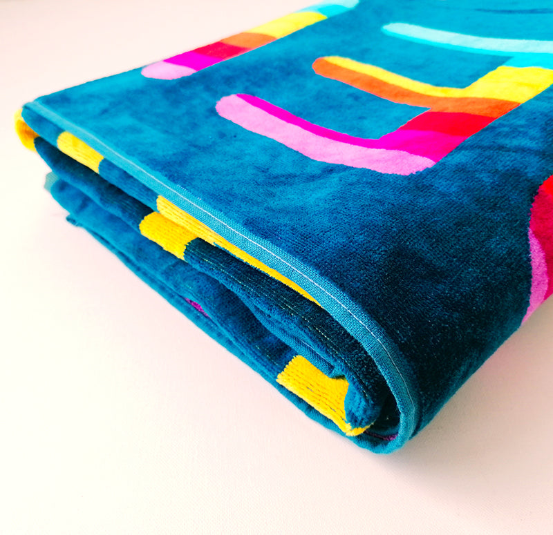 Serviette de plage éponge Velours Jacquard Partytime - Taille XXL