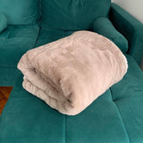 Plaid Polaire Imitation  toucher  "Lapin" Beige Taupe 130X170