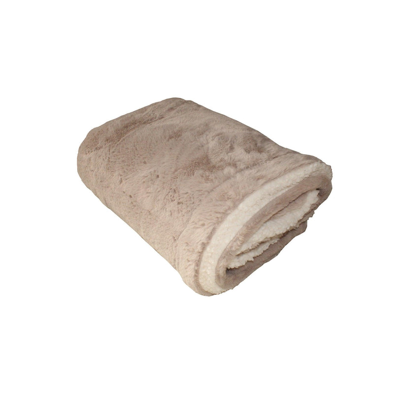 Plaid Polaire Imitation  toucher  "Lapin" Beige Taupe 130X170