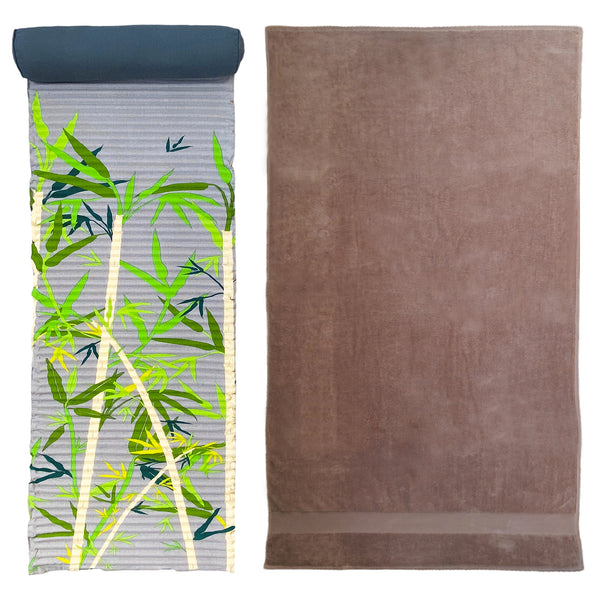 Pack promo Bamboo Classy taupe, matelas et serviette coton - Le comptoir de la plage
