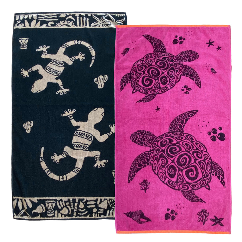 Pack Serviettes de plage éponge velours Jacquard Sakari Asha - Le comptoir de la plage