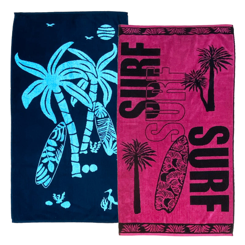 Pack Serviettes de plage éponge velours Jacquard Aurora Kisos - Le comptoir de la plage