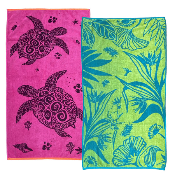 Pack Serviettes de plage éponge velours Jacquard Asha Tawana - Le comptoir de la plage