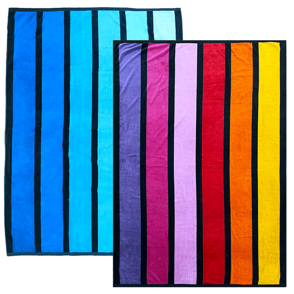 Pack Promo Serviettes de plage en coton Happy Chic Happy Blue, extra large - Le comptoir de la plage